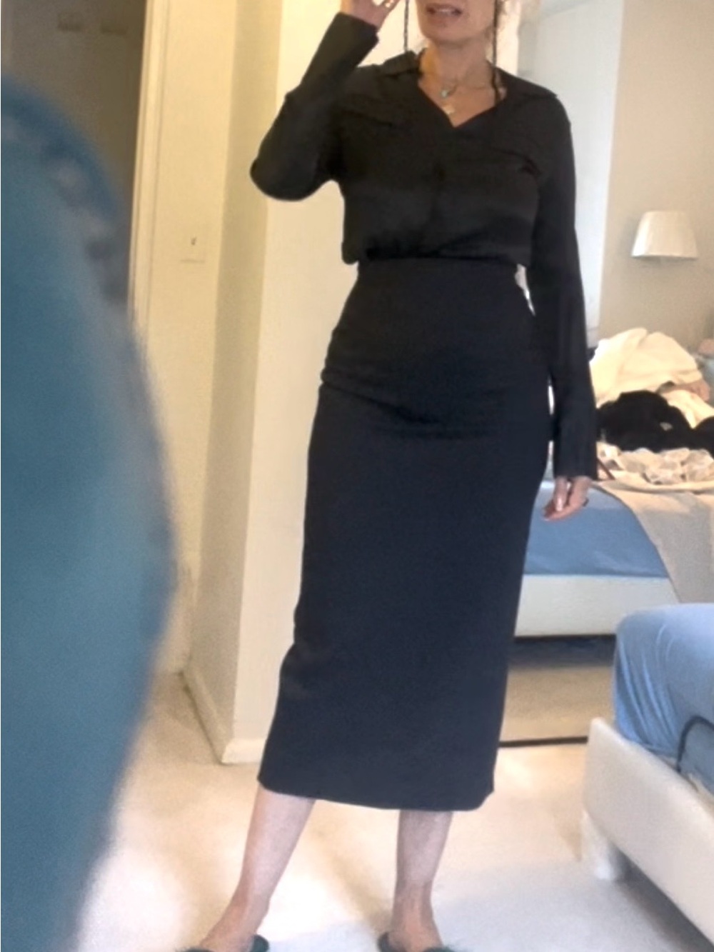 Zara dark gray midi pencil skirt 
 size M